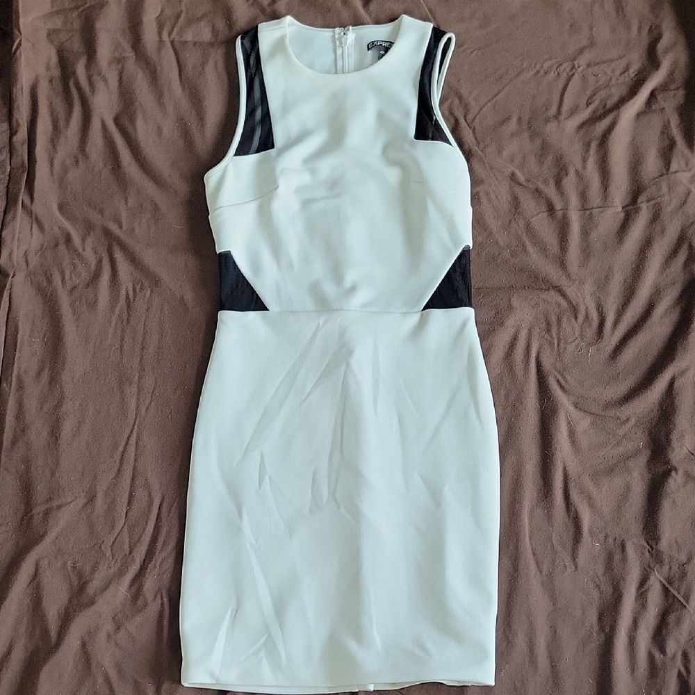 Express Black and White Midi Dress